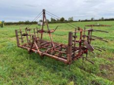 Kongskilde 4.5m springtine cultivator with depth wheels, manual folding