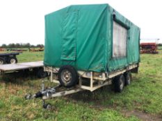 1997 T Woods 2.6t twin axle galvanised car trailer with canopy for poult transport on 175R13C wheels