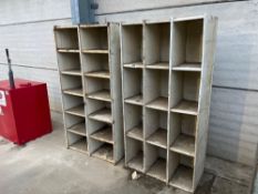 Pair metal shelving units