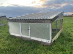 Game rearing pen 3.6m x 3.5m with wooden and mesh sides and tin roof
