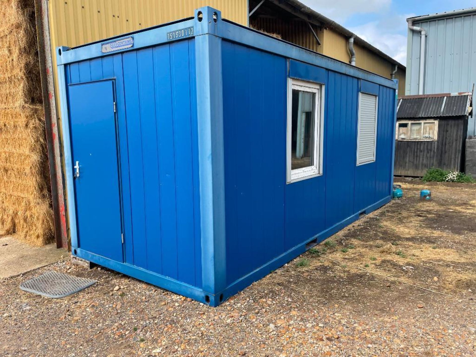 Welfare unit 20' container with electricity, office area & break room. To be sold in situ, buyer to