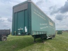 Step frame tri-axle curtain side trailer with approx. 9m body and 4m step (no dolly)