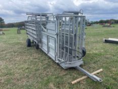 Tony Binns galvanised mobile cattle handling system c/w 6No 12ft gates, hydraulic lowering. Serial N