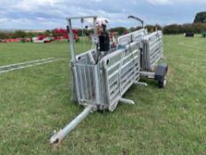 c.2019 Scotpen 14' 6" mobile sheep handling system with 24No aluminium hurdles and various gates. Se
