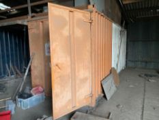 20' Storage container complete with inside racking, wooden floor, sold in situ, buyer to remove