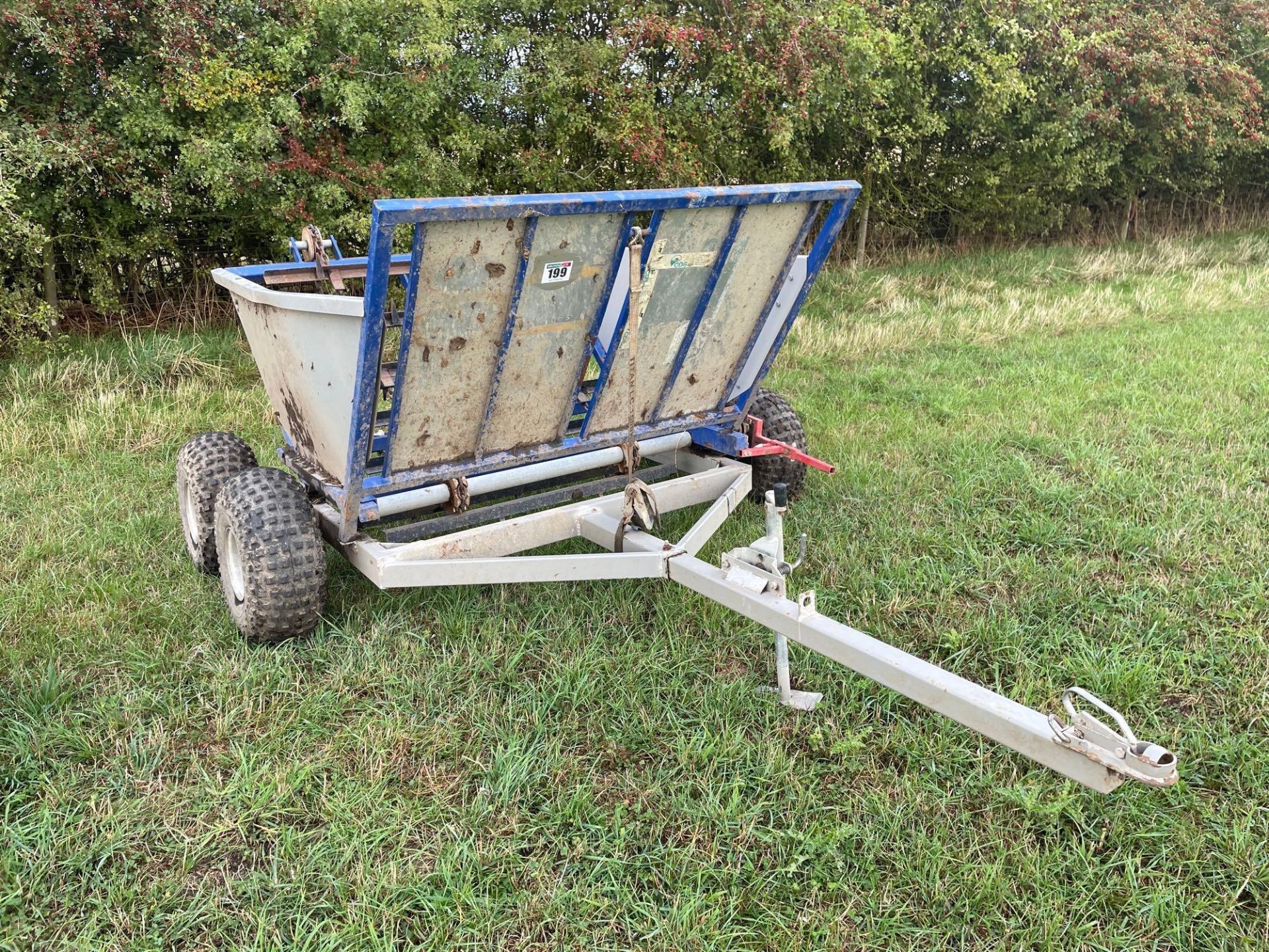 Daytek galvanised twin axle big bale ground driven unroller trailer for UTV, ball hitch attachment - Image 2 of 5