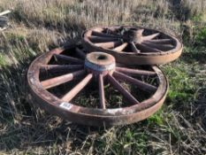 2No horse drawn wagon wheels (56" diameter). NO VAT