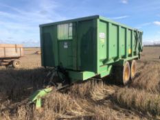 1997 Armstrong & Holmes 10t twin axle grain trailer with hydraulic tailgate, grain chute on 385/65R2