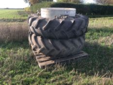 Pair Taurus and Michelin 18.4R38 dual wheels and tyres with clamps