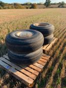 4 No. Wheels with old Aircraft Tyres 40 x 14, 8 Stud Centres