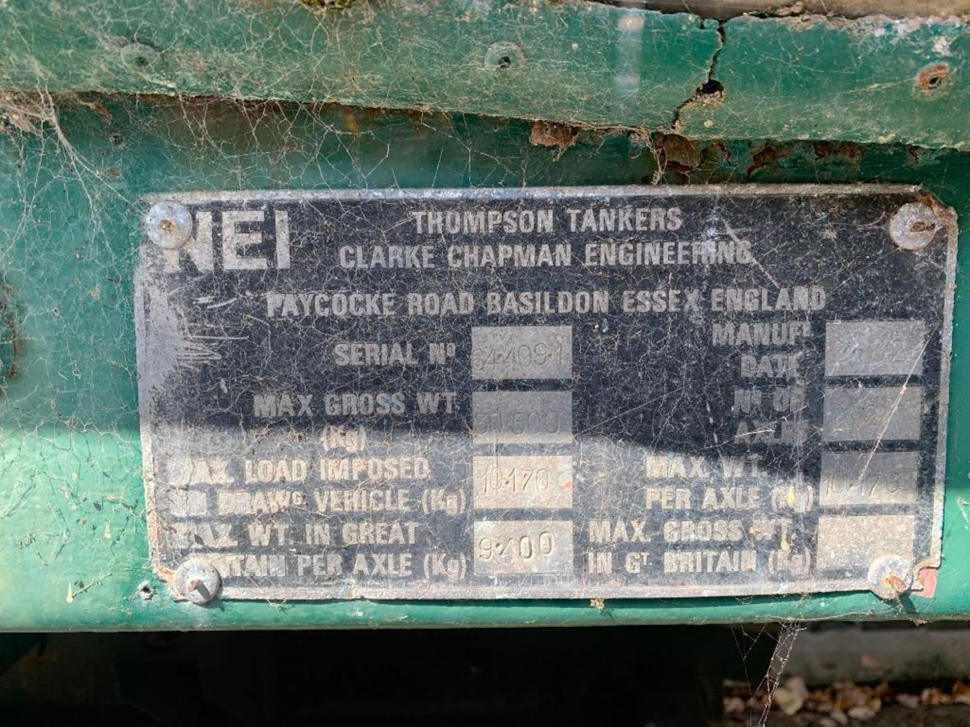 1982 20,000 Litre Thompson Tankers / Clarke Chapman Engineering Stainless Steel Tanker - Image 5 of 5