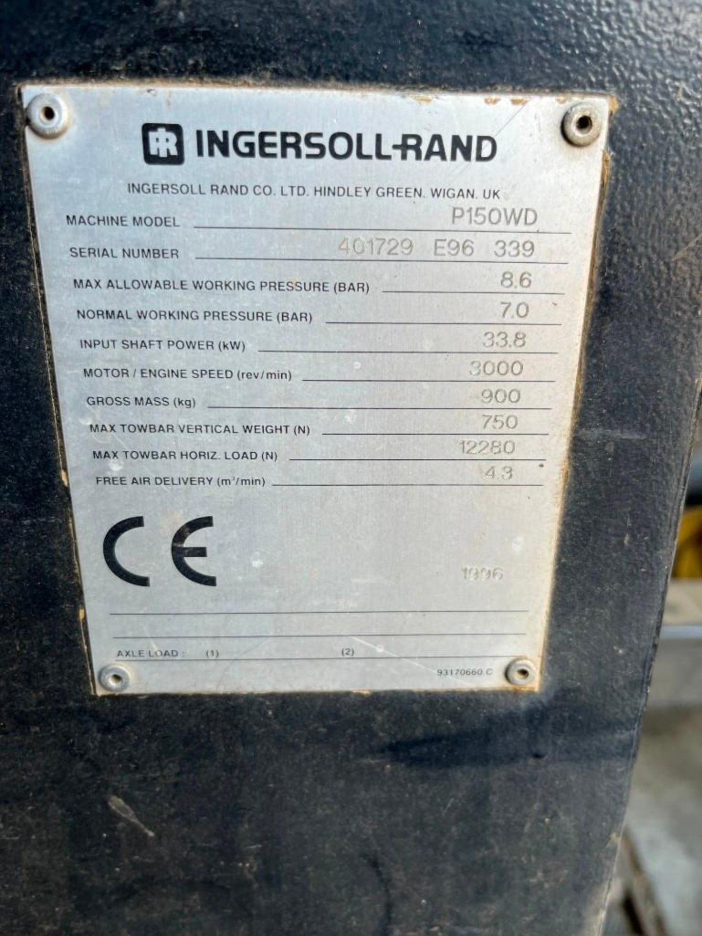 Ingersol Rand P150WD Towable Air Compressor - Image 4 of 4