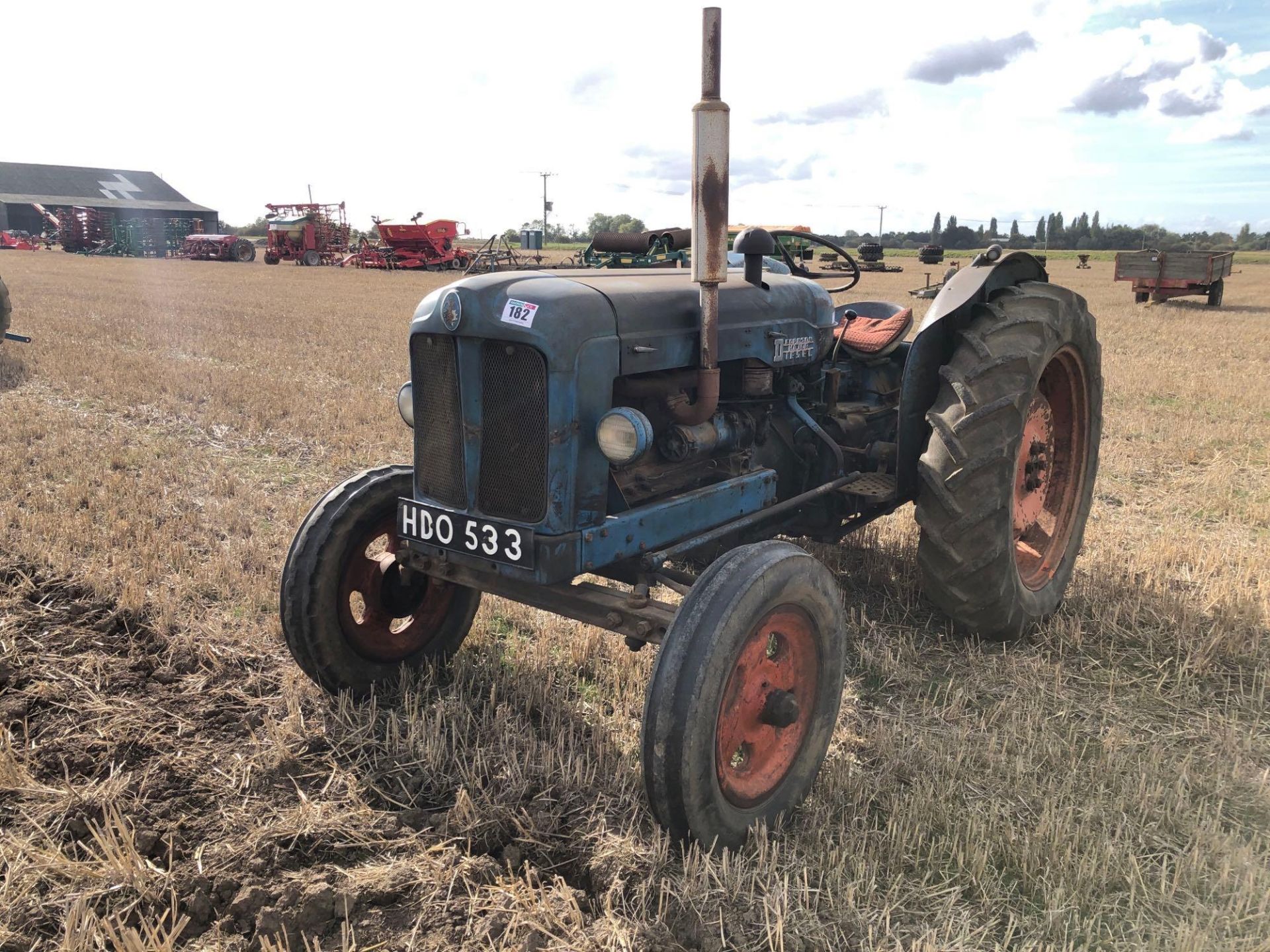 1955 Fordson Major diesel 2wd tractor with side belt pulley, rear linkage and drawbar on 6.00-19 fro - Image 2 of 6