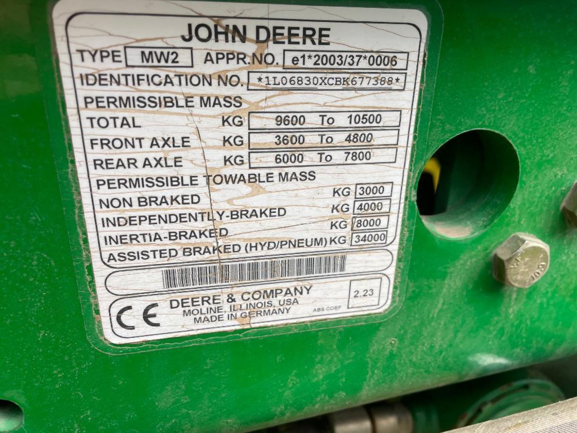 2011 John Deere 6830 Premium 4wd 40kph AutoQuad tractor with Degenhart front linkage, 3 manual spool - Image 8 of 23