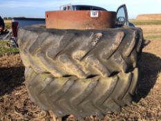 Pair Goodyear 18.4R38 Stocks dual wheels and tyres with clamps