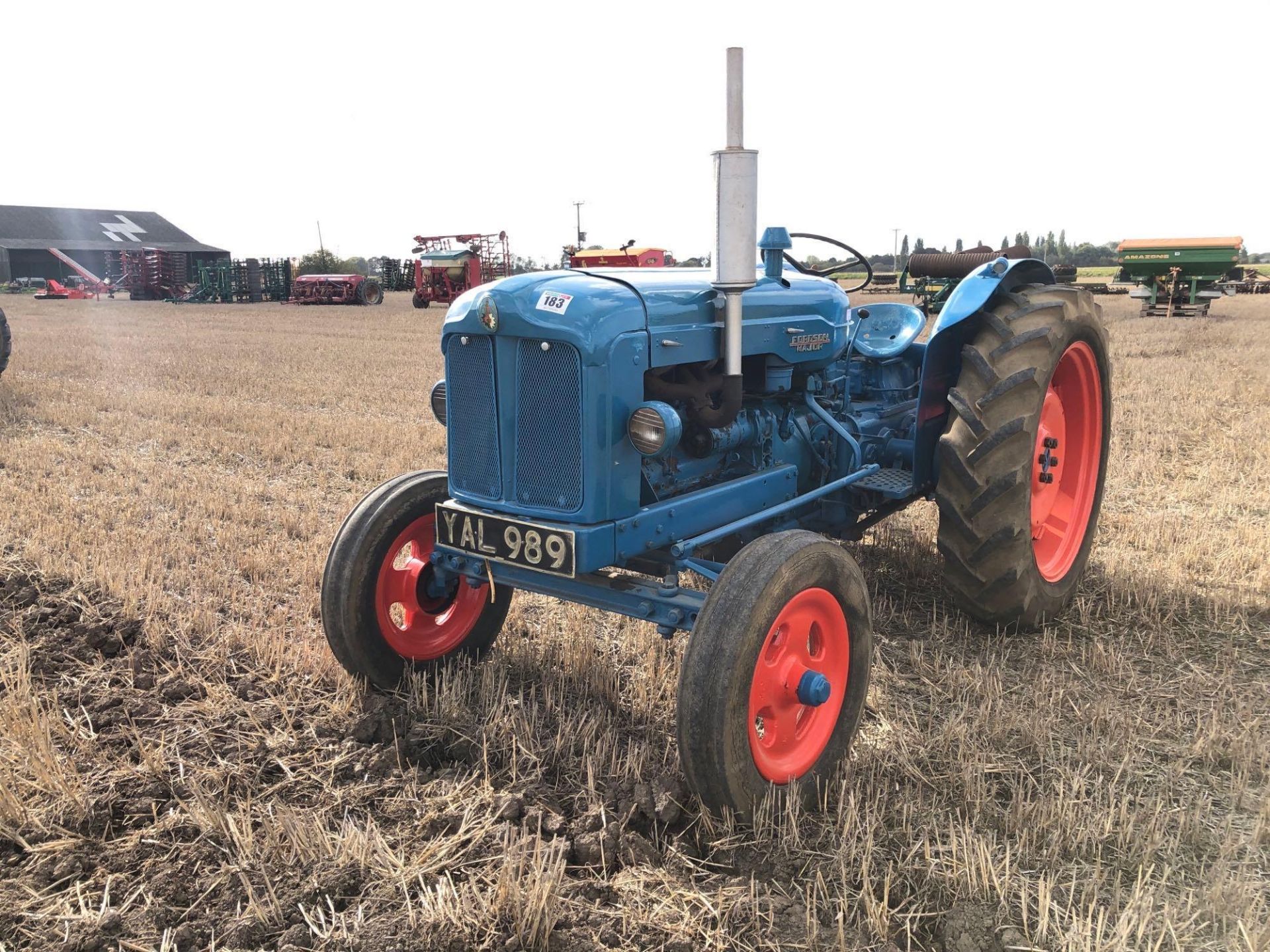 1958 Fordson Major diesel 2wd tractor with side belt pulley, rear linkage and drawbar on 6.00-19 fro - Image 2 of 6