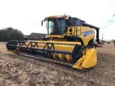 2010 New Holland CX8080 combine harvester with 25ft Varifeed header and trolley, straw chopper, 6 st