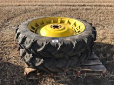 Pair of 11.2R44 row crop wheels and tyres with Standen 8 stud centres