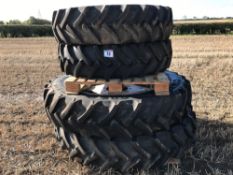 Pair of Continental 320/90R32 front row crop wheels and tyres and pair of Continental 340/85R48 rear