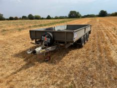 Ifor Williams LM146G3 tri-axle 14ft trailer with ramps, rear legs, LED bulbs and spare tyre. Serial