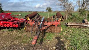 Vaderstad Rollex 12m hydraulic folding Cambridge rolls c/w spare wheel. Serial No: 3186