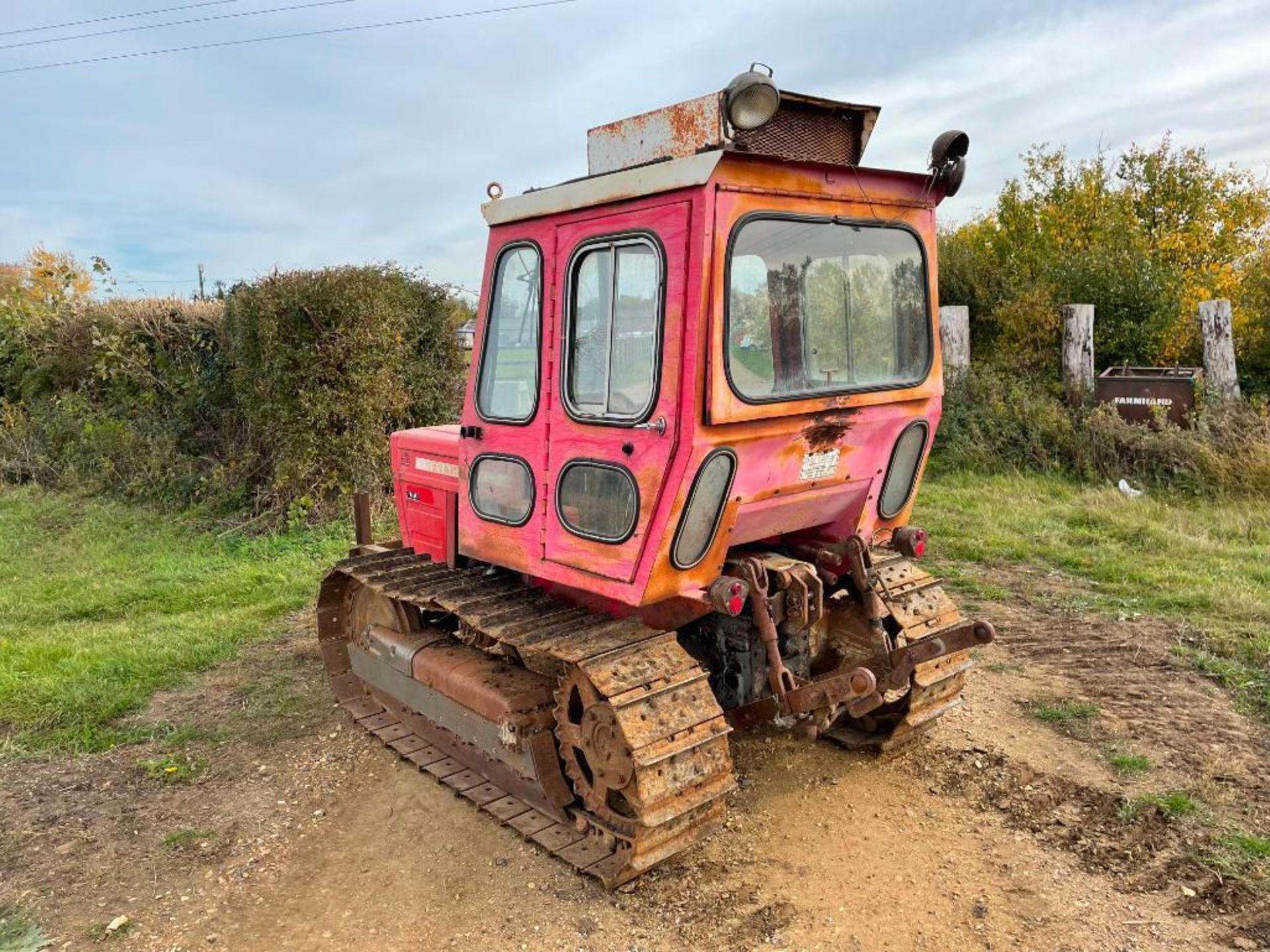 Massey Ferguson 174C 14" metal tracked diesel crawler with cab, rear linkage, drawbar and PTO. Hours - Image 6 of 14