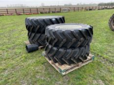 Set Mitas 420/70R28 front and Mitas 520/70R38 rear wheels and tyres to suit Valtra