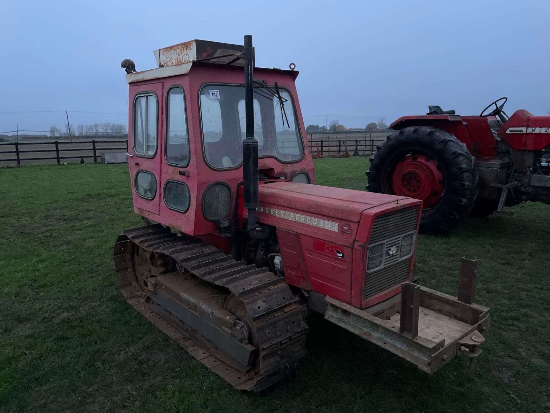 Massey Ferguson 174C 14" metal tracked diesel crawler with cab, rear linkage, drawbar and PTO. Hours - Image 14 of 14