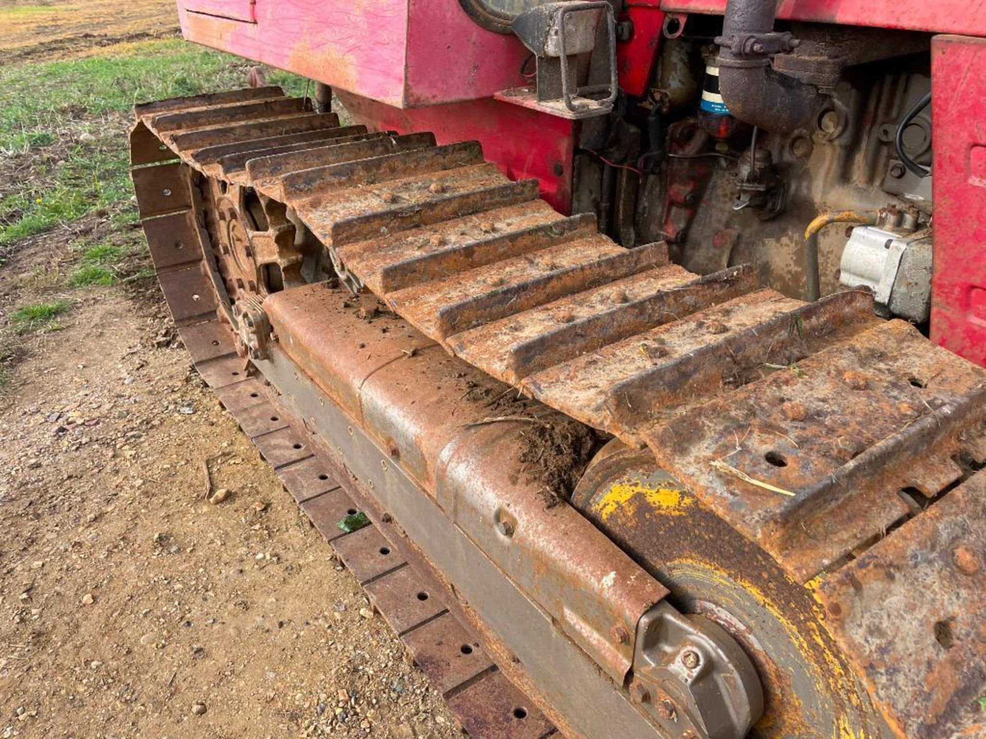 Massey Ferguson 174C 14" metal tracked diesel crawler with cab, rear linkage, drawbar and PTO. Hours - Image 4 of 14