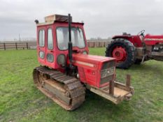 Massey Ferguson 174C 14" metal tracked diesel crawler with cab, rear linkage, drawbar and PTO. Hours