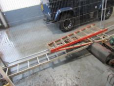 ALUMINIUM LADDER, WOODEN STEP LADDER & 2 CAR RAMPS [NO VAT]