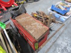 RED TOOLBOX C/W TOOLS, SOCKET SET & TOOLBAG, GREY PLASTIC BOX C/W TOOLS, SLEDGE HAMMER & BEAD