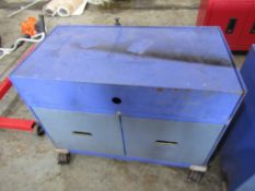 BLUE CABINET WITH 2 DRAWERS & LIFT UP LID [NO VAT]