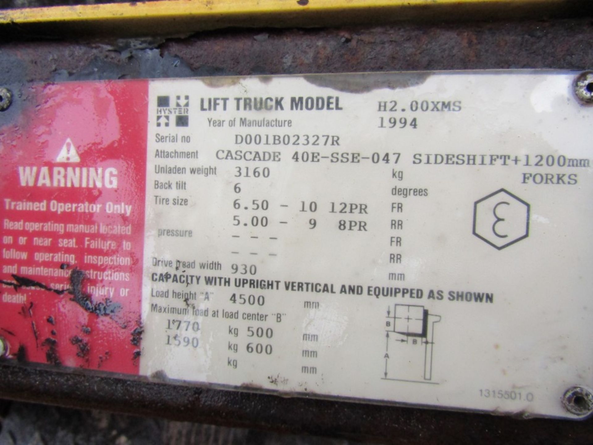 1994 HYSTER FORK LIFT [+ VAT] - Image 6 of 6