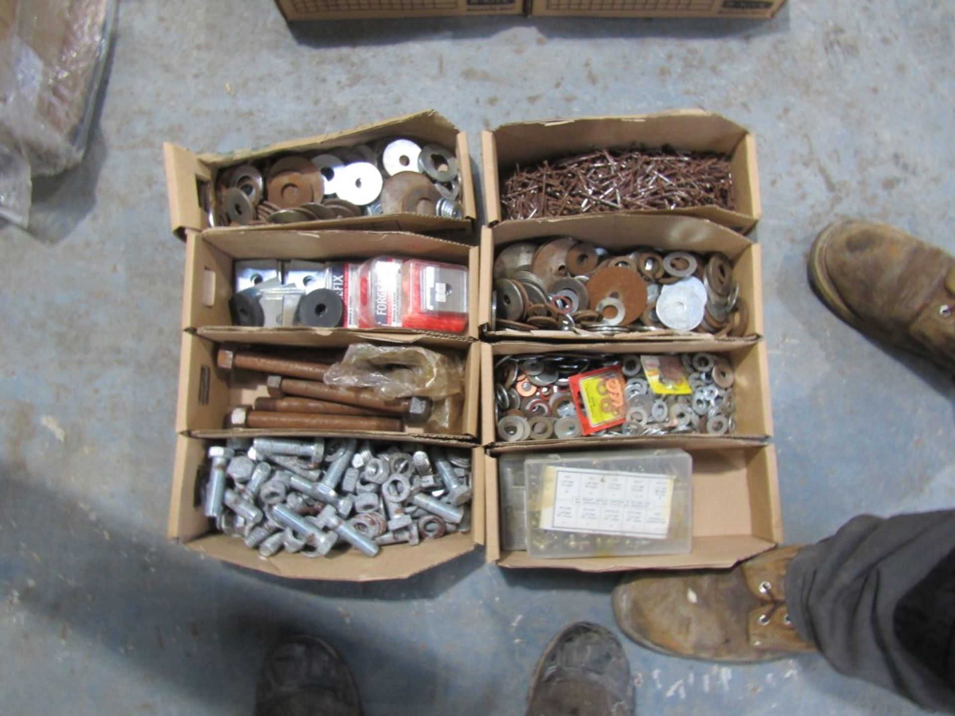 8 BOXES NUTS, BOLTS, WASHERS & NAILS [NO VAT]