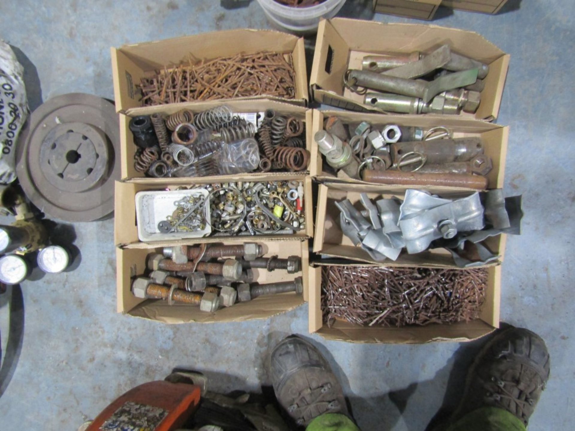 8 BOXES NUTS, BOLTS, SPRINGS & NAILS [NO VAT]