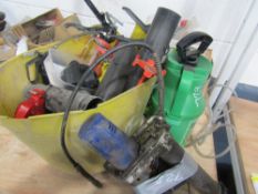 BOX OF GREASE GUNS, BATTERY GREASER & CUPRINOL SPRAYER WITH BRUSH [NO VAT]