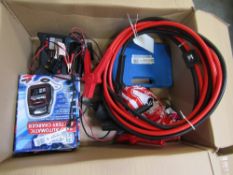 CLARKE BATTERY CHARGER, BOOSTER CABLES, 12" WRENCH KIT, PIPE FLARING & CUTTING KIT, IMPACT WRENCH