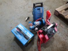 CLARKE EASI-ARC WELDER, MINI AIR REGULATOR, 5T BOTTLE JACK, GRINDER WITH SANDING BELT,