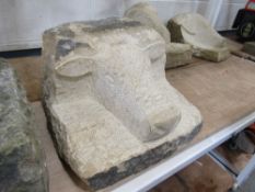 COW CALF CARVED IN NATURAL STONE [NO VAT]