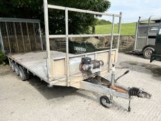 TRI AXLE BEAVERTAIL PLANT / CAR TRAILER C/W WINCH & RAMP (LOCATION BURNLEY) (RING FOR COLLECTION