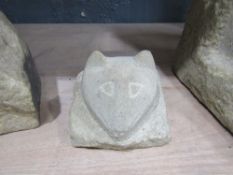 CATS HEAD / FACE CARVED IN NATURAL STONE [NO VAT]