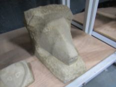 SHEEP DOG / BORDER COLLES HEAD CARVED IN NATURAL STONE [NO VAT]
