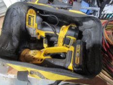 2 X DEWALT DRILLS & ANGLE GRINDER C/W 2 BATTERYS, DEWALT TOOL BAG [NO VAT]