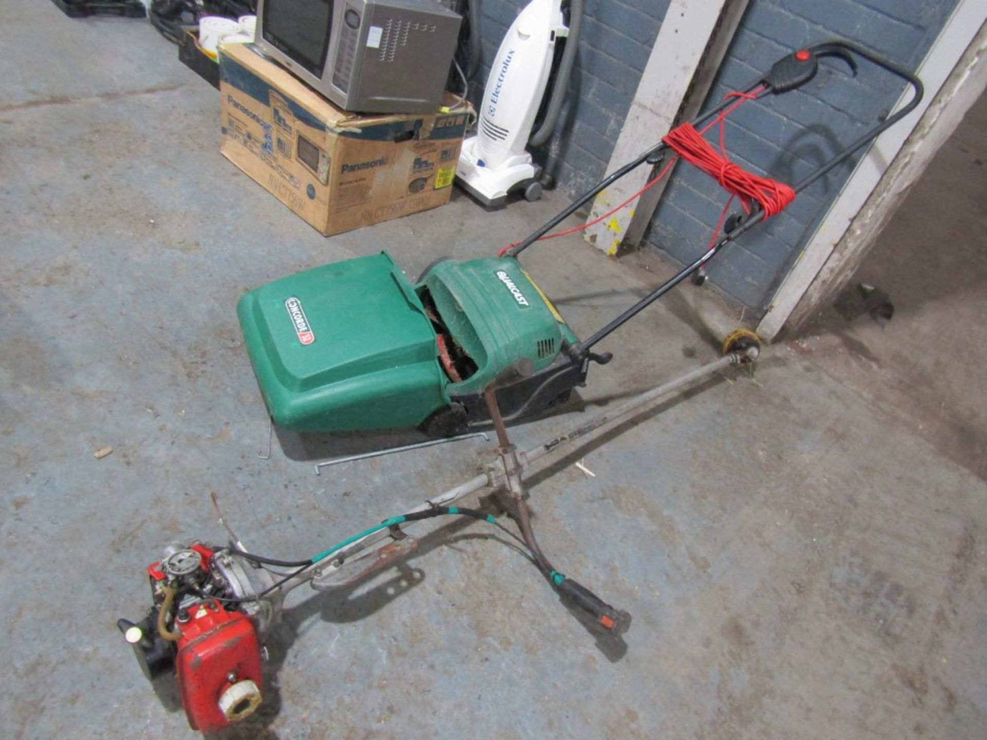 KAWASAKI PETROL STRIMMER + QUALCAST ELECTRIC MOWER [NO VAT]