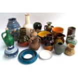 A mixed lot of ceramics to include West German pottery, vases, bottle vases etc