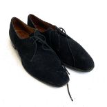 A pair of Harrods black suede lace up shoes, size 12D, wear to the soles