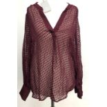 A Pure Collection silk textured v neck blouse in burgundy, UK size 10, new with tags, together