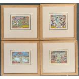 A set of 4 Persian miniatures, gouache on paper, each approx. 11.5x8cm