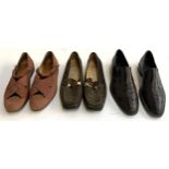 A pair of vintage Mulberry ladies suede shoes, size 39.5, together with a pair of Trickers, size 38,